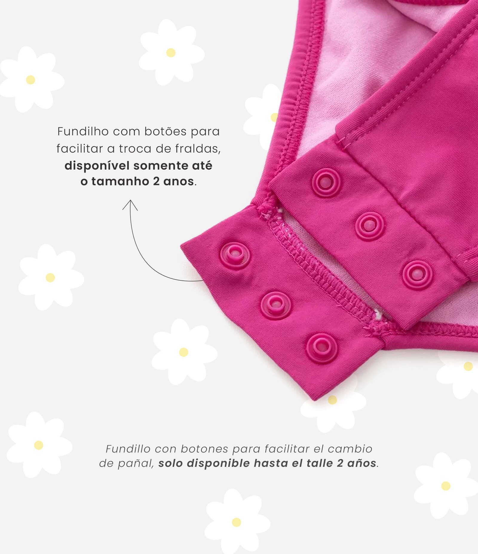 Maiô Infantil Estampa Floral com Babadinhos e Proteção UV - Tam 1 a 4 anos Multicores 6