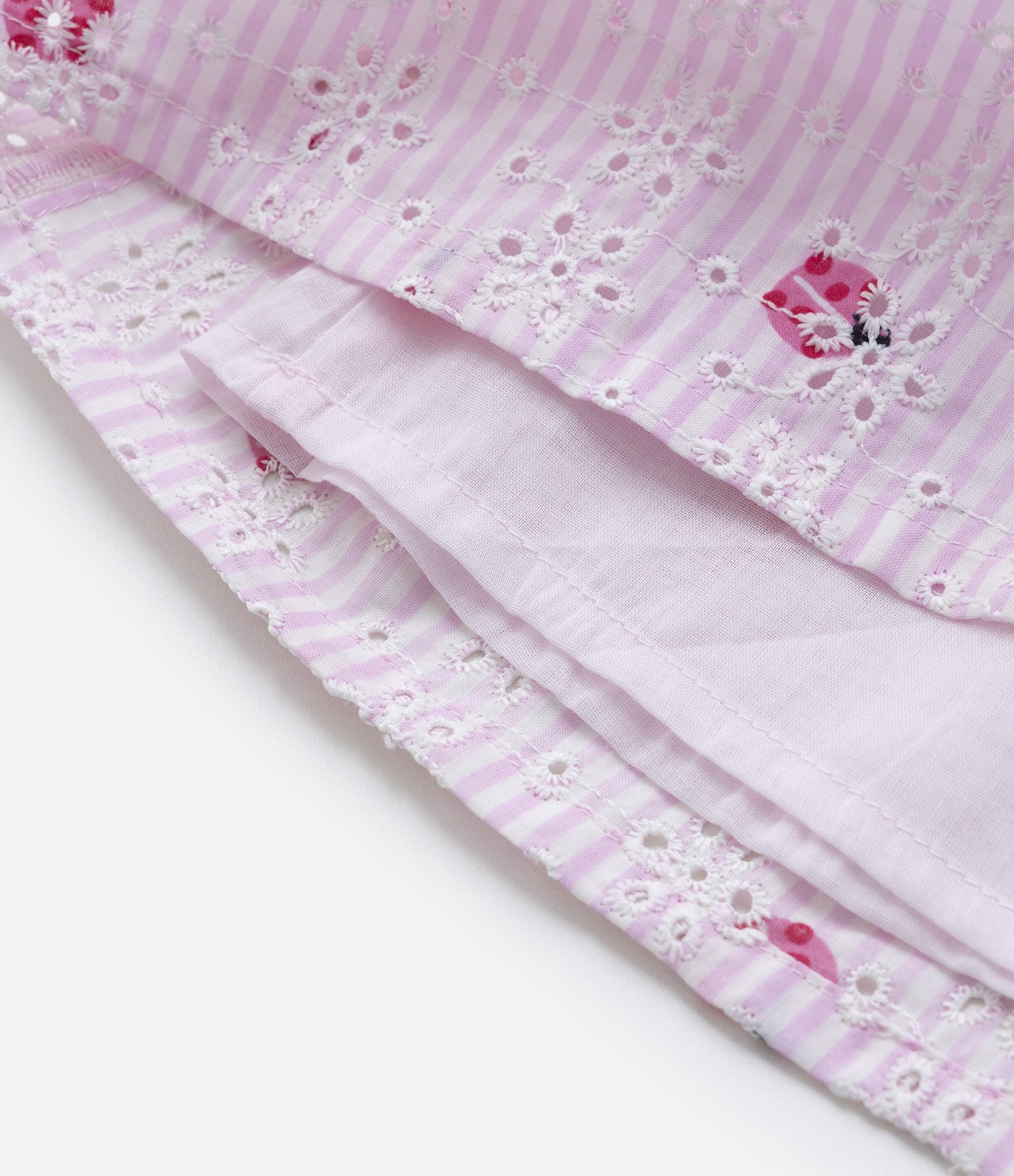 Vestido Infantil em Laise com Estampa de Joaninhas - Tam 1 a 5 Anos Rosa 4