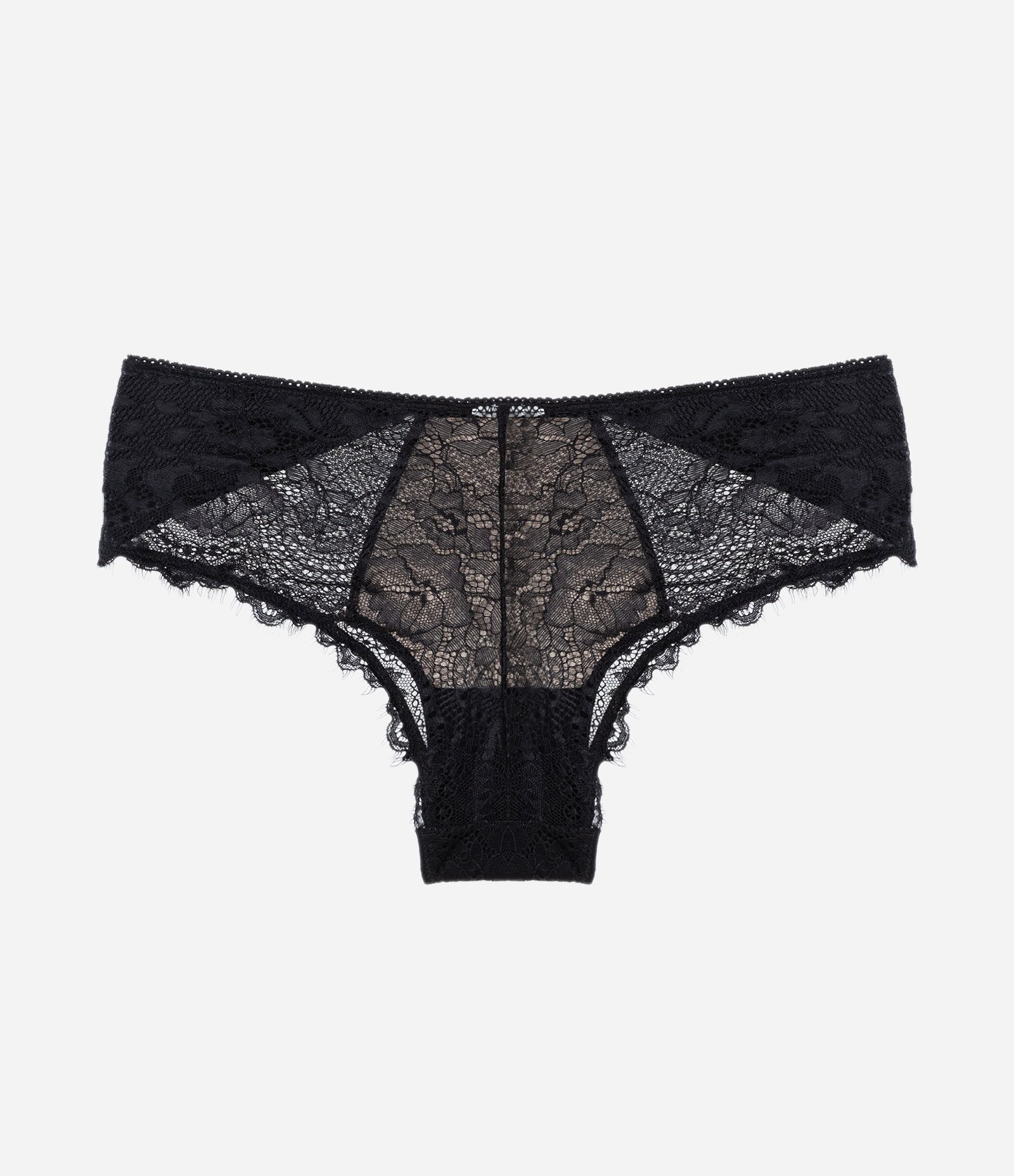 Calcinha Boyshort em Renda Floral com Recorte Lateral Preto 6