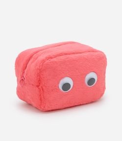 Nécessaire Retangular Média Fleece com Estampa Furry com Olhos