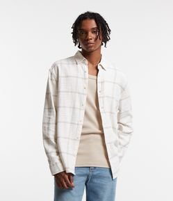 Camisa em Tricoline Xadrez com Botões