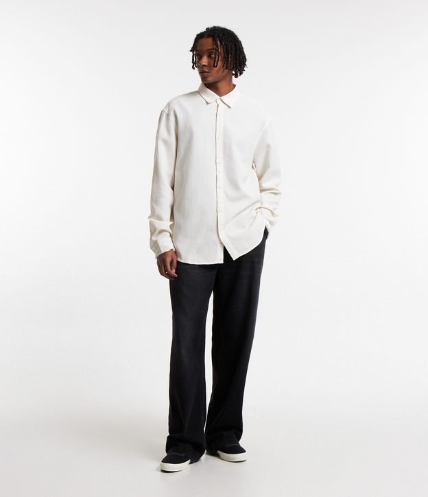Camisa Overshirt em Tricoline Texturizada e com Botões