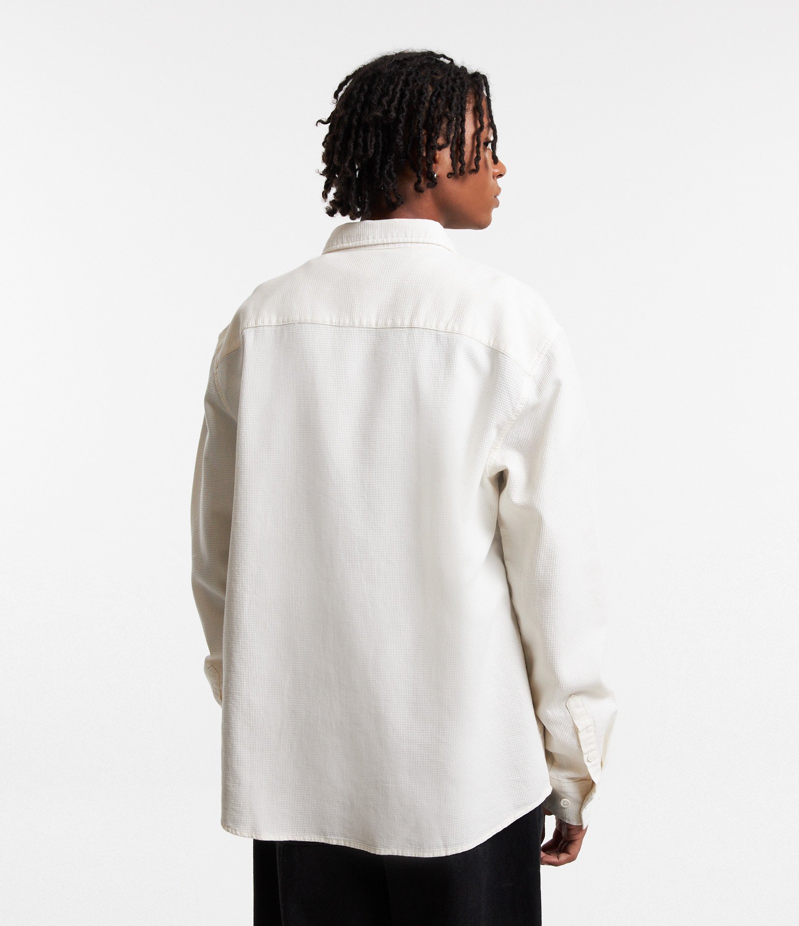Camisa Overshirt em Tricoline Texturizada e com Botões Branco 3