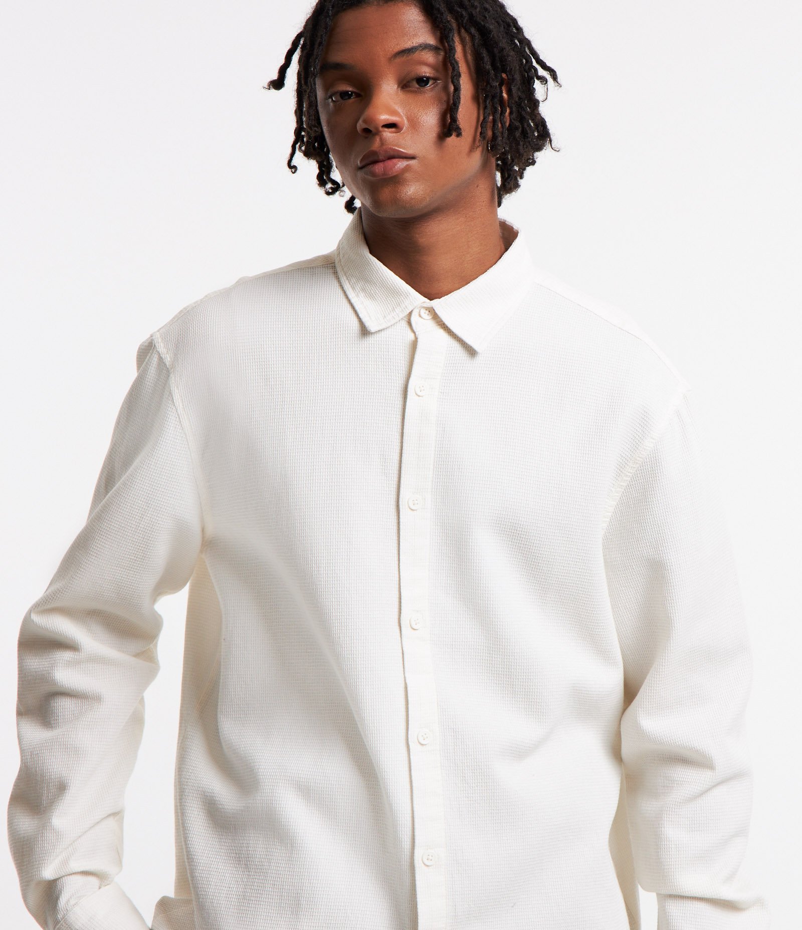 Camisa Overshirt em Tricoline Texturizada e com Botões Branco 4
