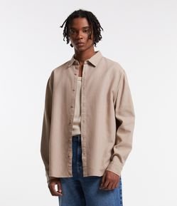 Camisa Overshirt em Tricoline Texturizada e com Botões