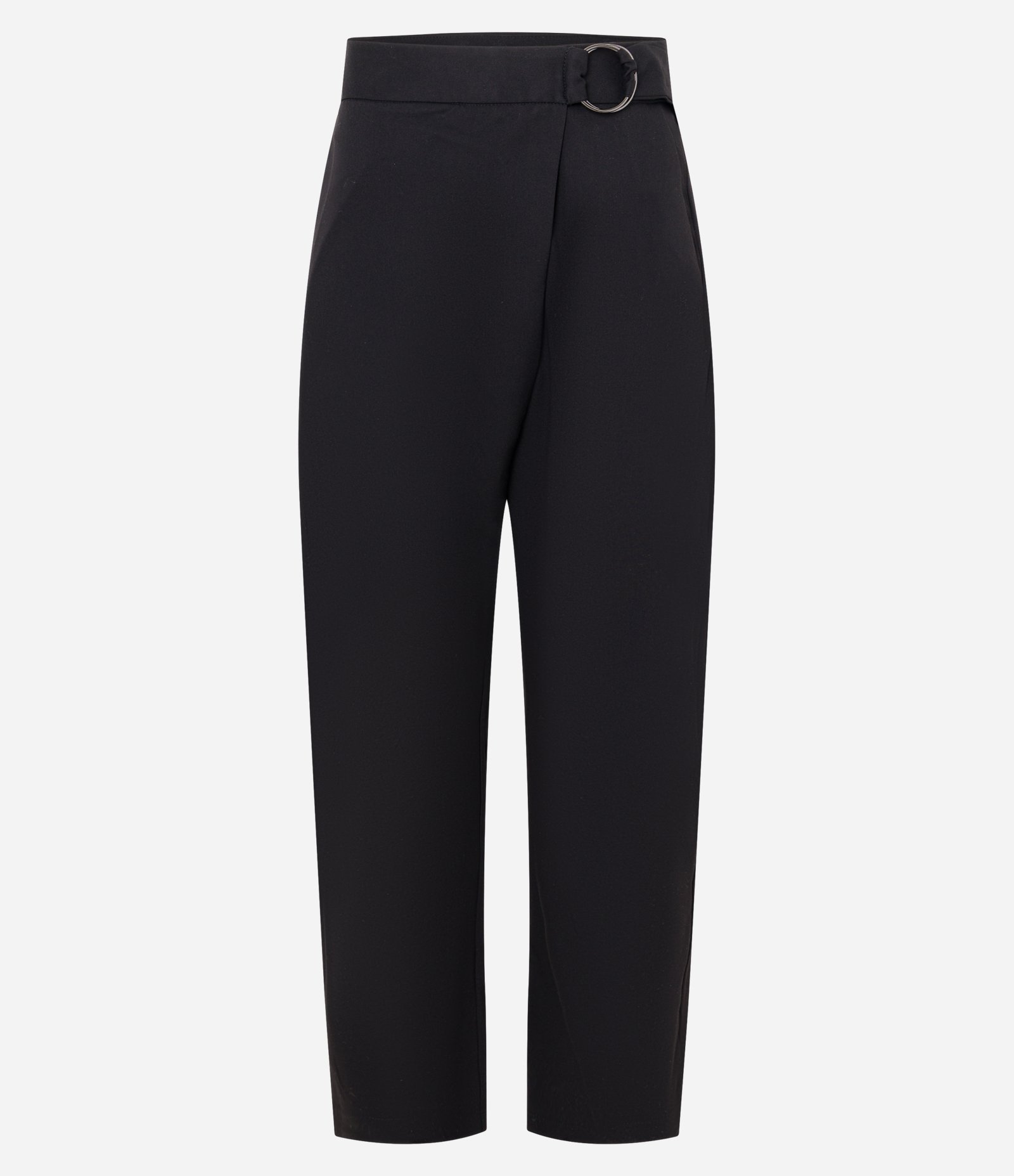 Calça Cenoura em Alfaiataria com Transpasse e Argola na Cintura Preto 5