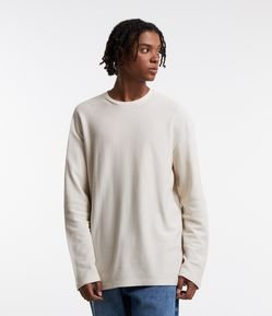 Camiseta Relaxed em Algodão com Textura Chevron