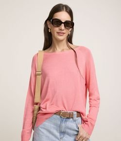 Suéter em Tricô com Gola Redonda