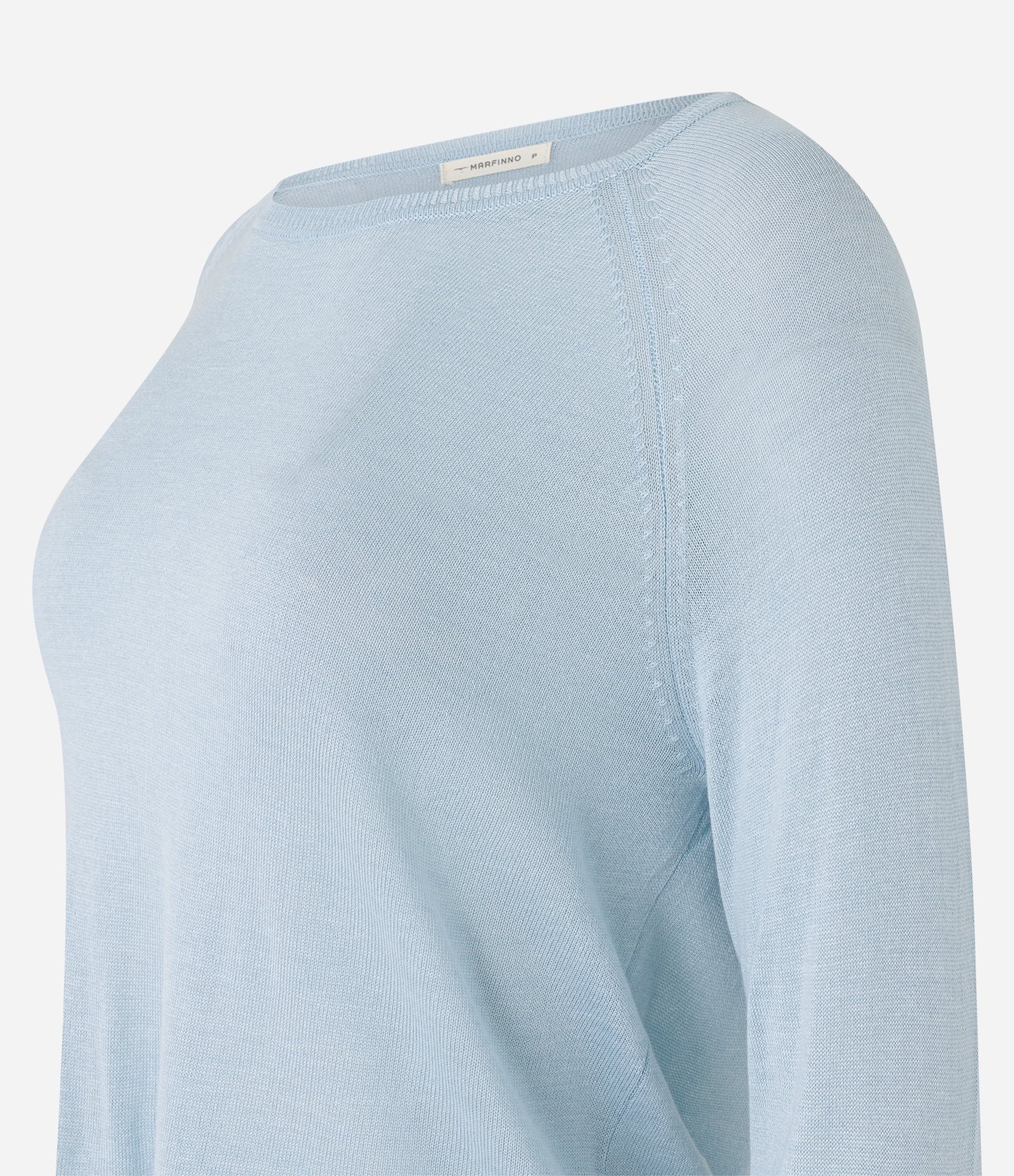 Suéter em Tricô com Gola Redonda Azul Bebê 6