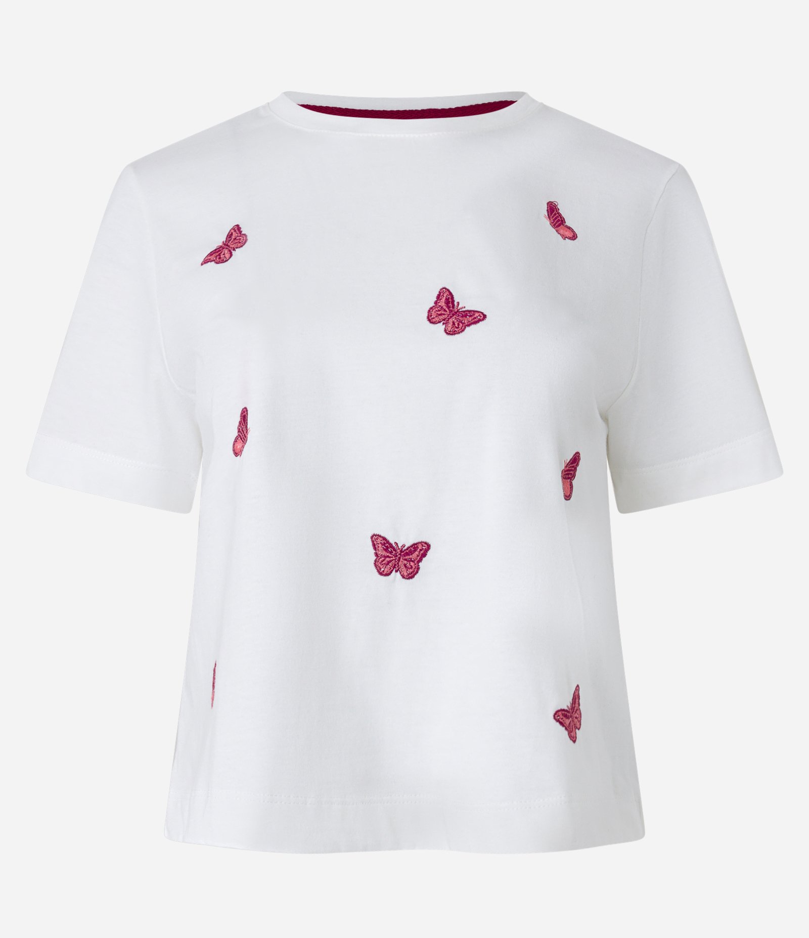 Blusa T-shirt em Algodão com Bordado de Borboletas Branco 5