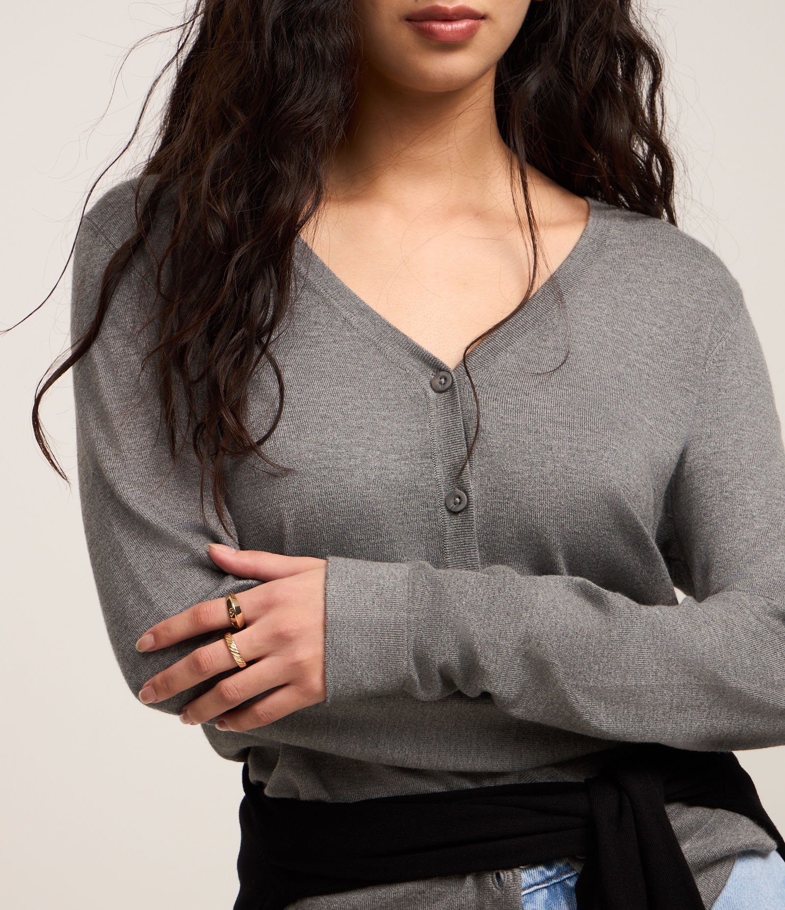 Cardigan em Tricô com Fechamento em Botões Cinza 3