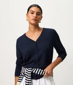 Cardigan em Tricô com Fechamento em Botões