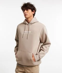 Blusão em Moletom com Capuz e Lettering Wild Living