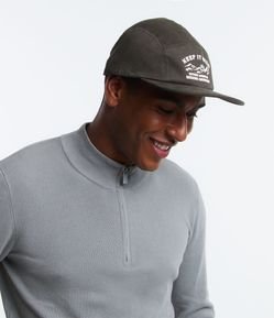 Boné 5 Panel em Sarja Texturizado com Estampa Keep It Wild