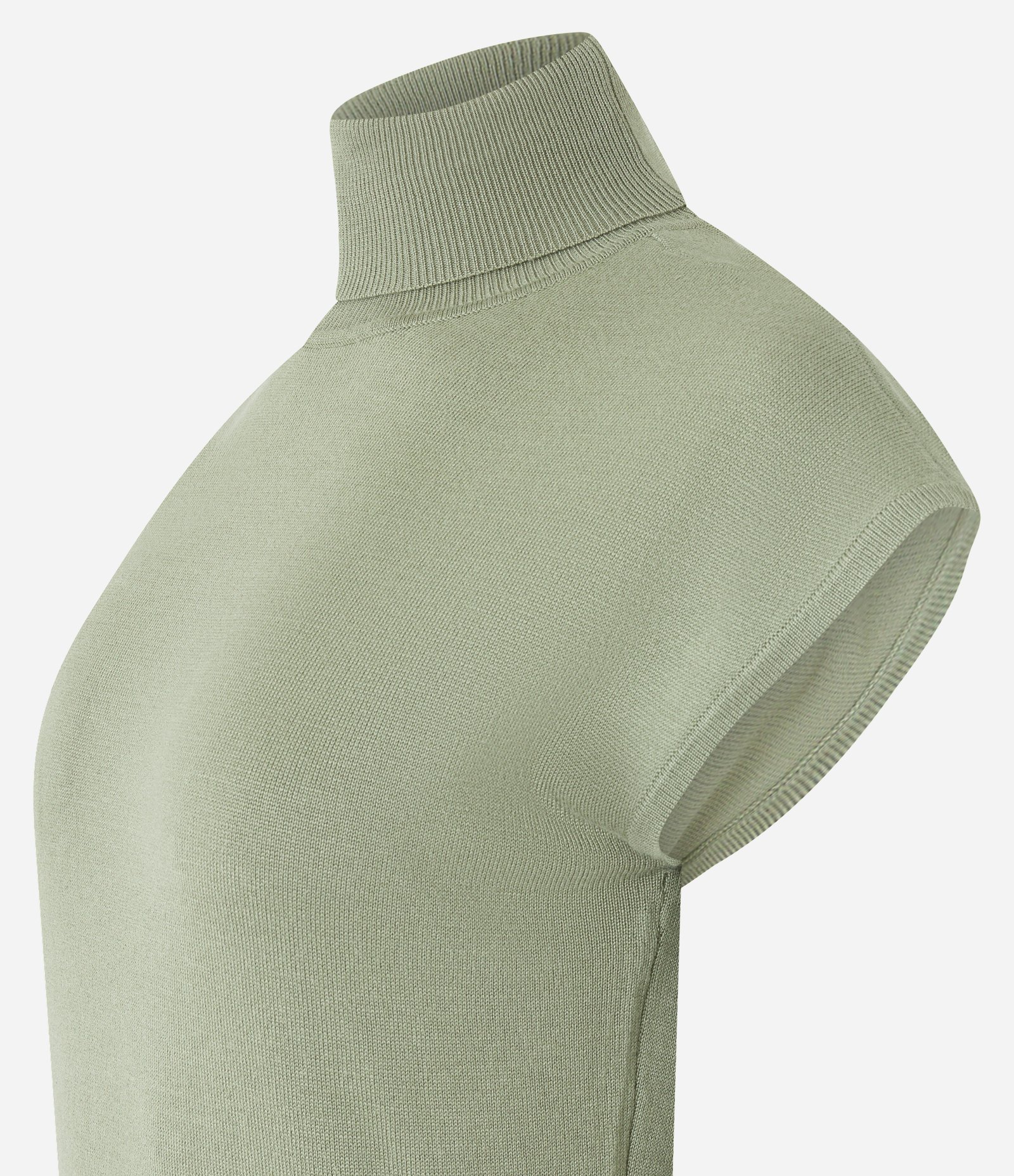 Vestido Midi em Tricô com Gola Alta e Manga Curta Sem Cava 7