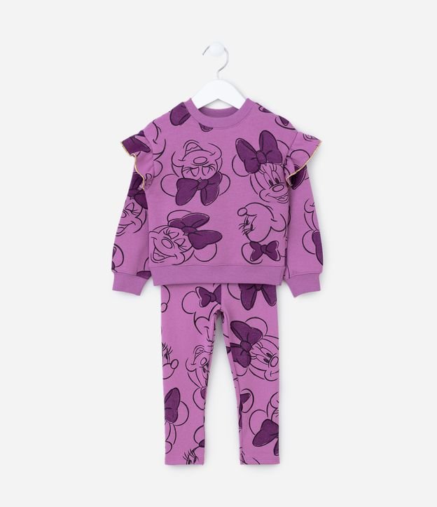 Conjunto Infantil em Moletom Quentinho com Estampa Minnie - Tam 1 A 6