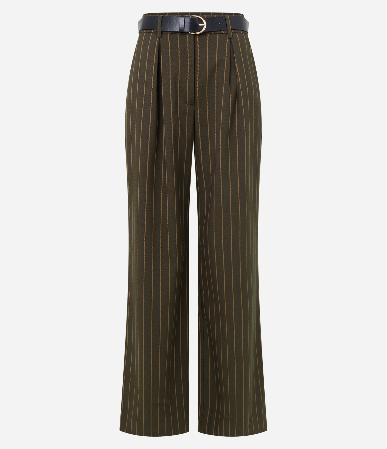 Calça Wide Leg Alfaiatada com Cinto Fivel e Pregas Verde Musgo 5