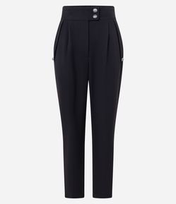 Calça Cenoura Alfaiatada com Pregas no Cós e Abotoamento