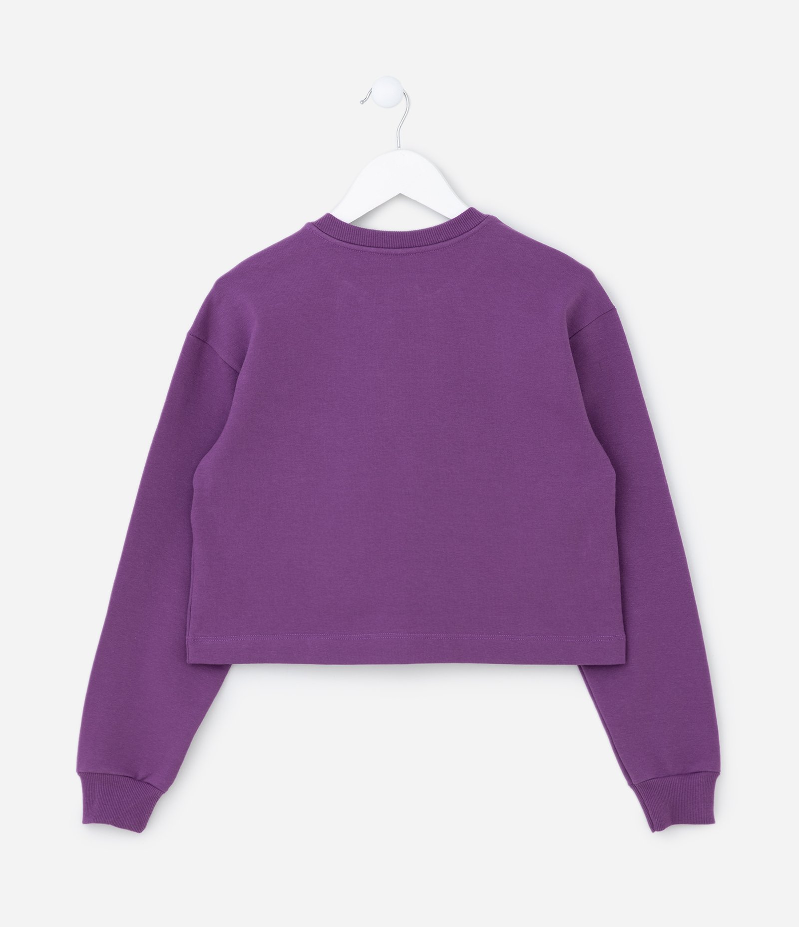 Blusão Cropped Infantil em Moletom Quentinho - Tam 5 A 14 Anos Roxo 2