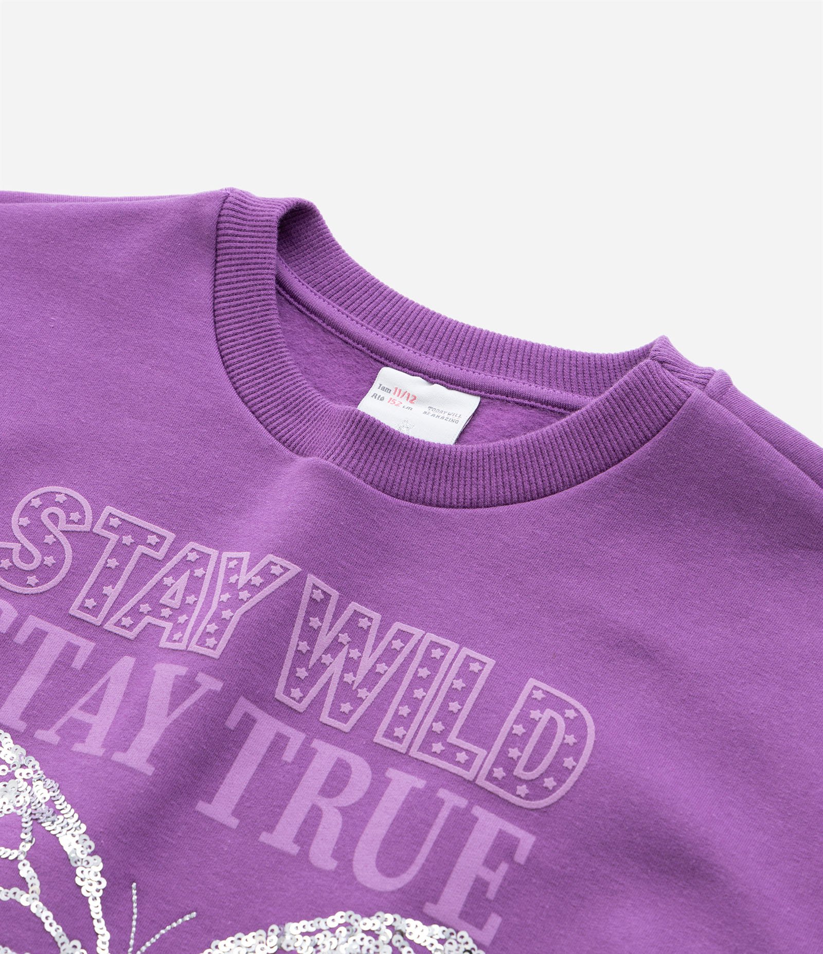 Blusão Cropped Infantil em Moletom Quentinho - Tam 5 A 14 Anos Roxo 5