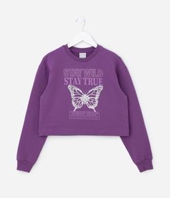 Blusão Cropped Infantil em Moletom Quentinho - Tam 5 A 14 Anos