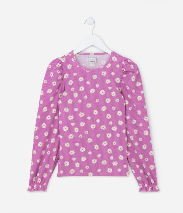 Blusa Infantil com Margaridas Estampadas - Tam 05 a 14 Anos