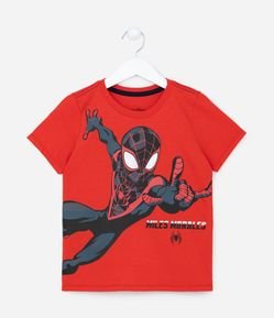 Camiseta Infantil com Estampa do Homem Aranha Miles Morales - Tam 5 a 14 anos