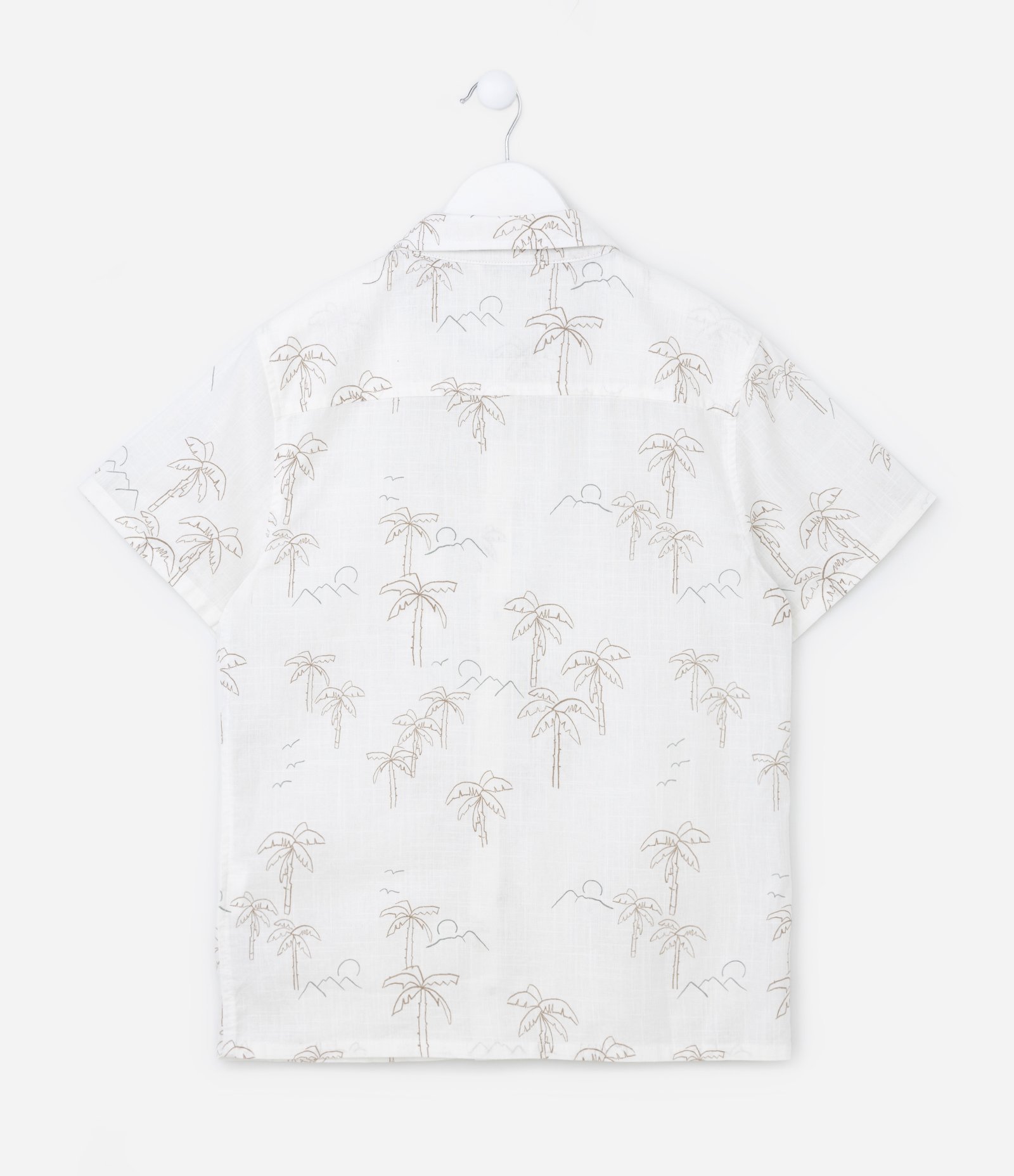 Camisa Infantil com Bolsinho e Estampa de Coqueiros - Tam 5 a 14 anos Branco 2