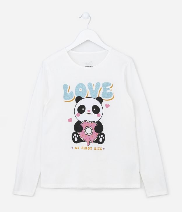Camiseta Infantil com Estampa Pandinha - Tam 5 A 14  Anos