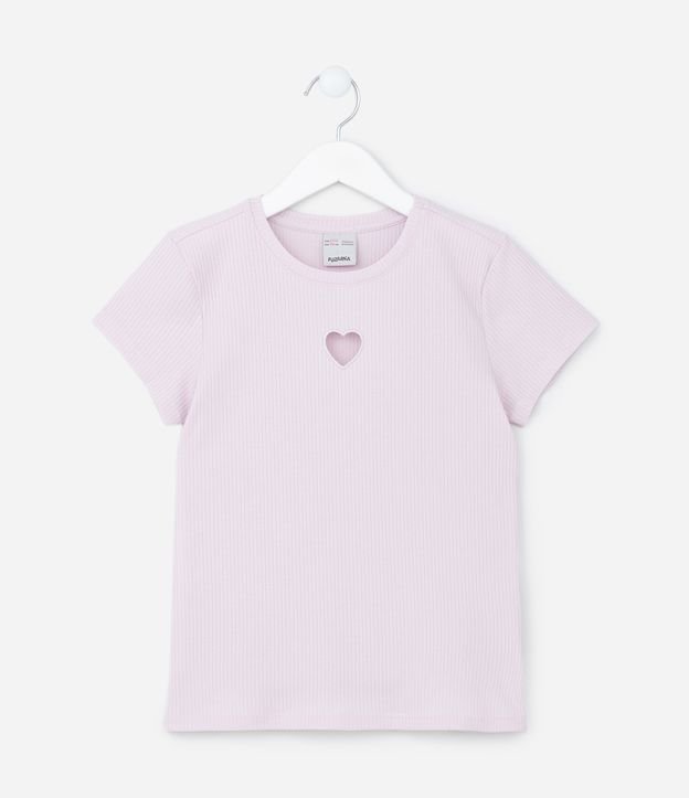 Blusa Infantil Canelada com Recorte em Formato Coração - Tam 5 A 14 Anos