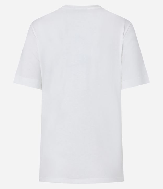 Camiseta em Meia Malha com Bolsinho Estampado Branco Neve 8