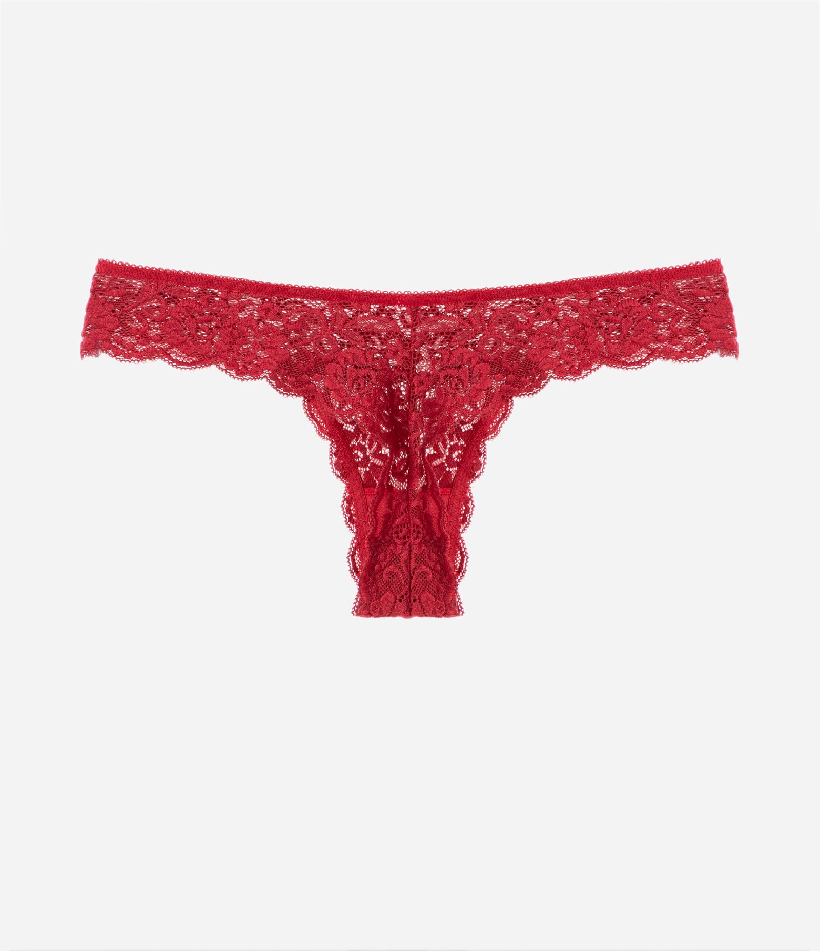 Calcinha Biquíni Fio em Renda Floral Vermelho 6