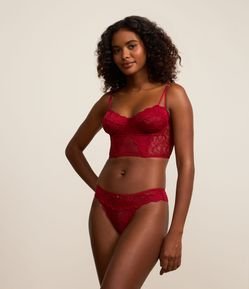 Calcinha Biquíni Fio em Renda Floral