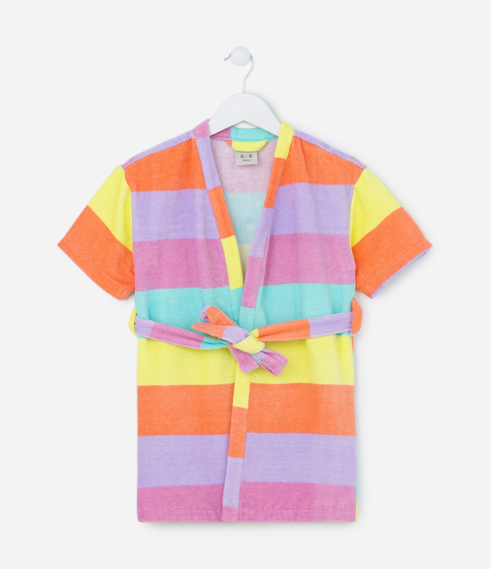 Roupão Infantil Atoalhado com Blocos de Cor - Tam 03 a 12 Anos Laranja/Amarelo/Lilás/Rosa 1