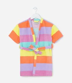 Roupão Infantil Atoalhado com Blocos de Cor - Tam 03 a 12 Anos