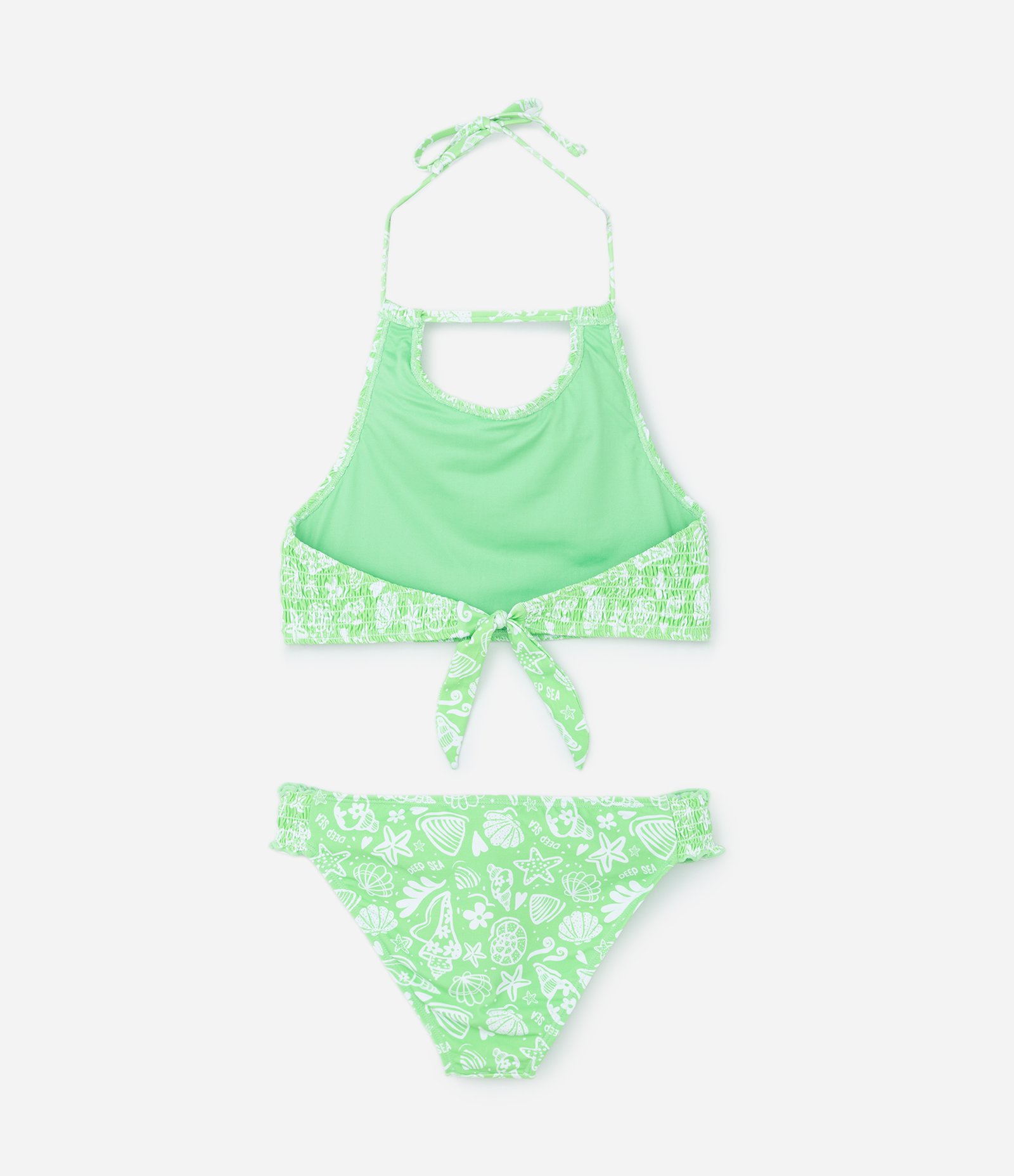 Biquíni Infantil em Microfibra com Estampa Conchinhas- Tam 5 a 14 Anos Verde 2