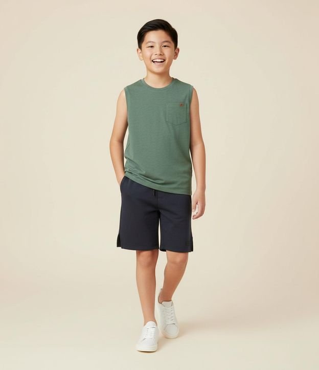 Bermuda Infantil em Moletom com Bolso com Zíper - Tam 5 a 14 Anos