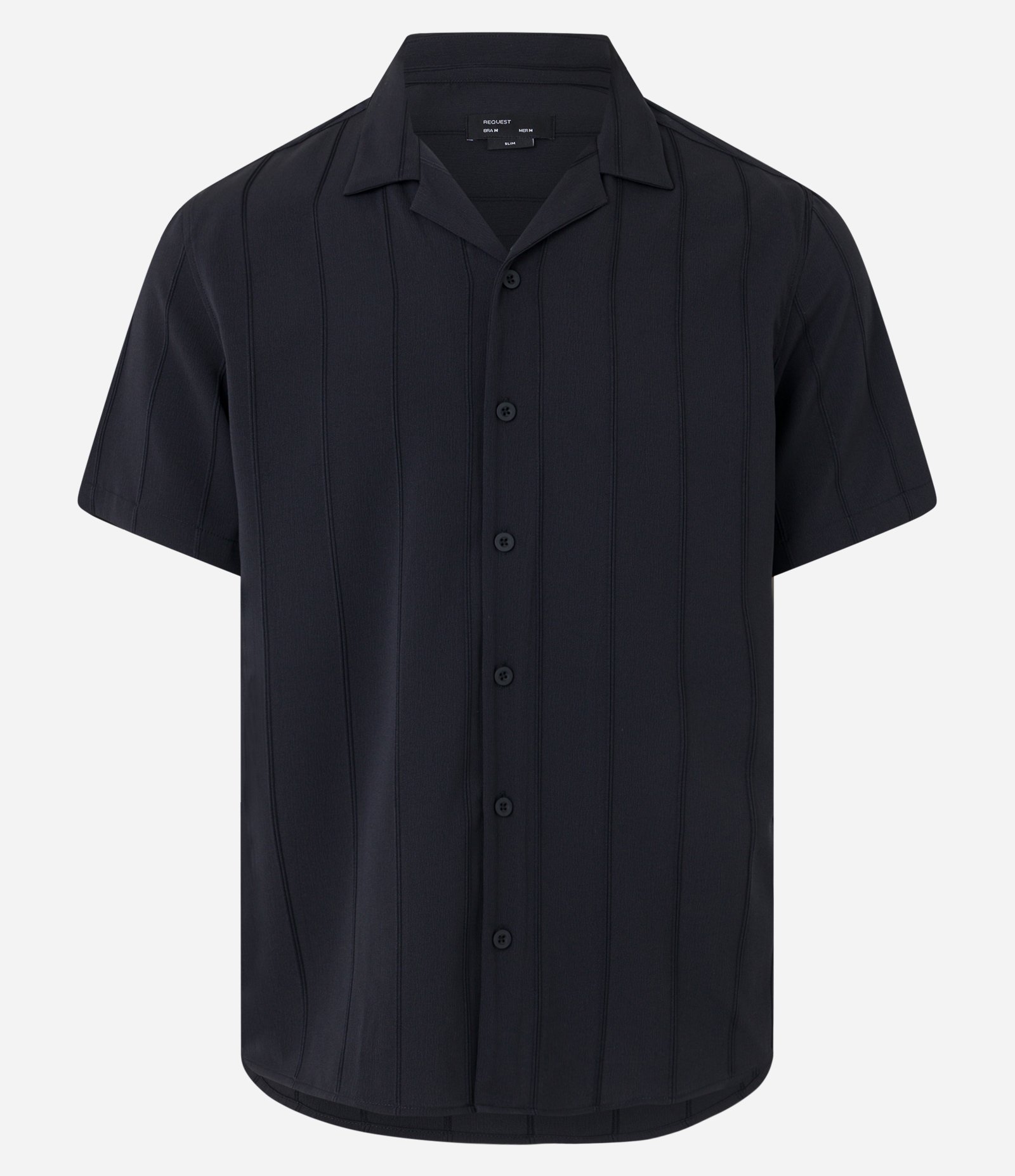 Camisa em Jacquard com Listras Verticais Duplas Preto 7