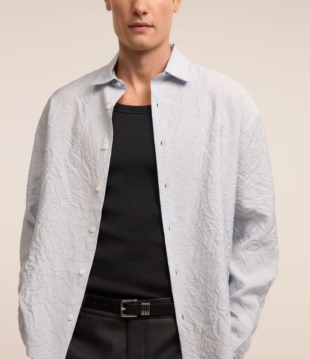 Camisa Manga Longa com Textura Efeito Amassado Azul - Lojas Renner Camisa Manga Longa com Textura Efeito Amassado Azul - Lojas Renner