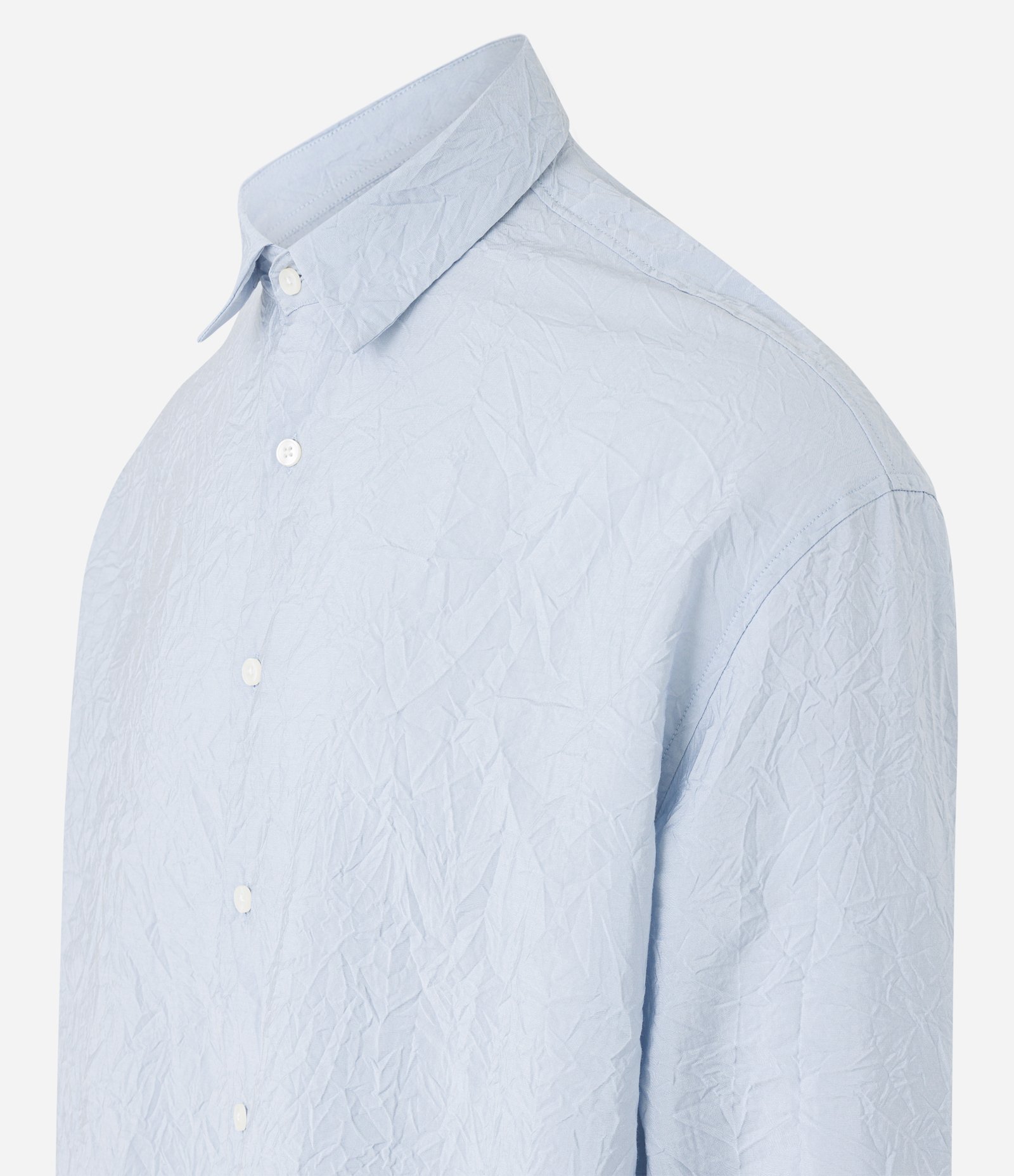 Camisa Manga Longa com Textura Efeito Amassado Azul 8