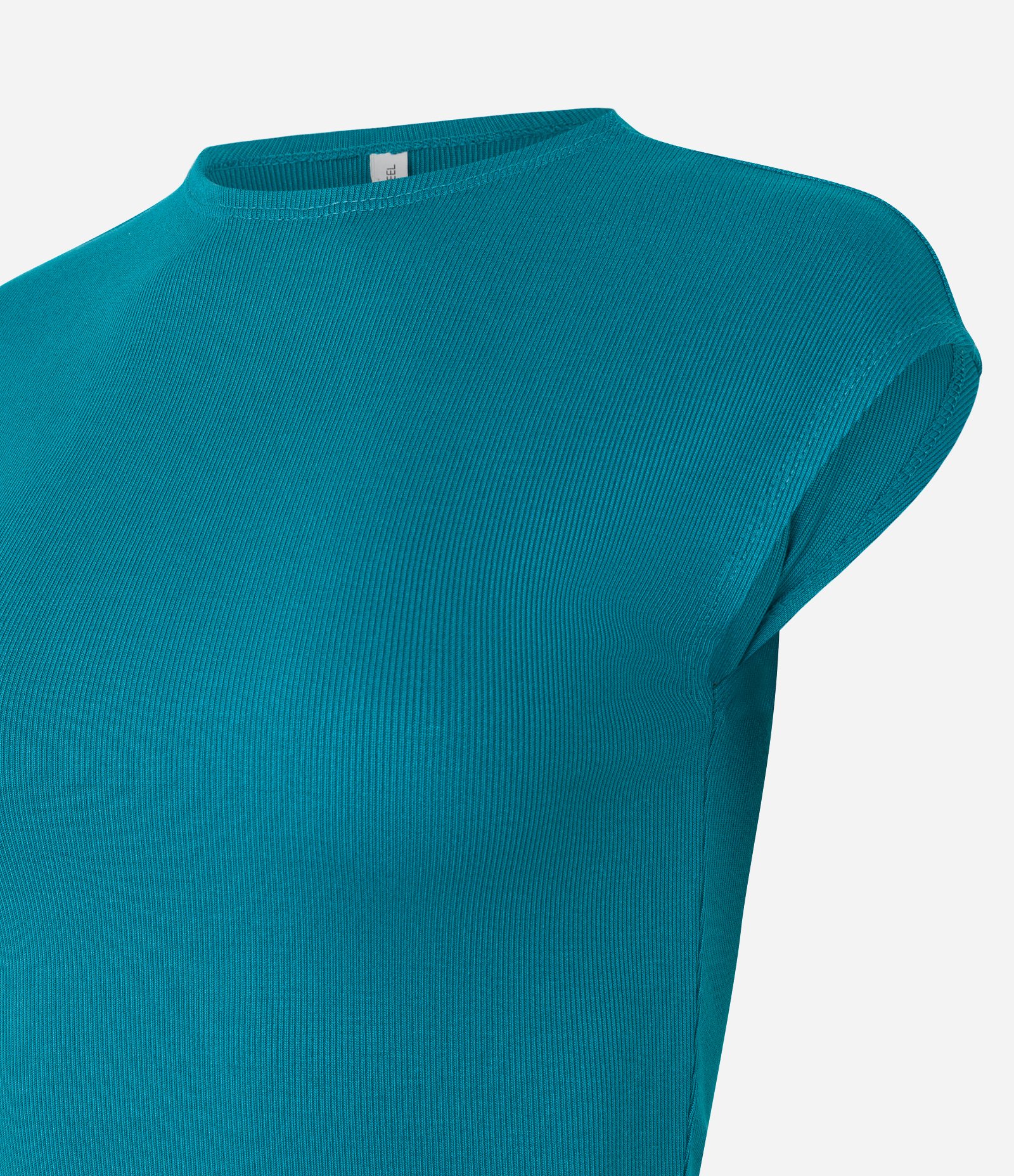 Blusa sem Manga em Ribana com Textura Caneladinha Verde Azulado 6