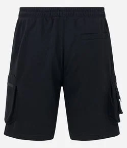 Bermuda Cargo em Moletom com Amarração na Cintura e Bolsos Táticos