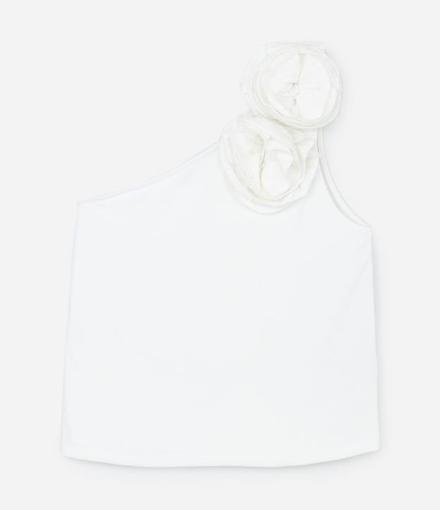 Blusa Ombro Só em Ribana com Flor de Laise Curve & Plus Size Branco Neve 5