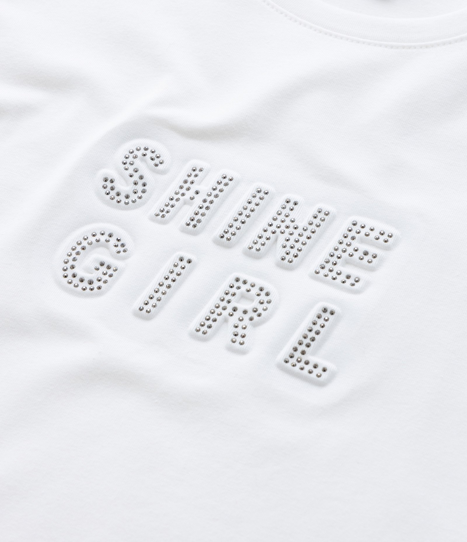 Blusa Infantil em Algodão com Aplicação de Termocolantes - Tam 5 a 14 anos Branco 4