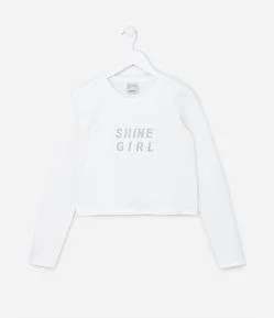 Blusa Infantil em Algodão com Aplicação de Termocolantes - Tam 5 a 14 anos