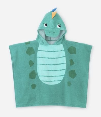 Poncho Infantil Atoalhado com Capuz e Estampa Dino - Tam U Poncho Infantil Atoalhado com Capuz e Estampa Dino - Tam U