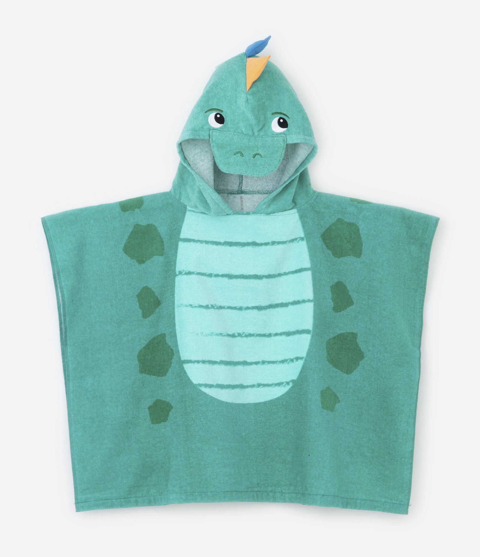 Poncho Infantil Atoalhado com Capuz e Estampa Dino - Tam U Verde 1
