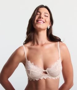 Sutiã sem Bojo em Renda Floral com Aro e Alça Regulável