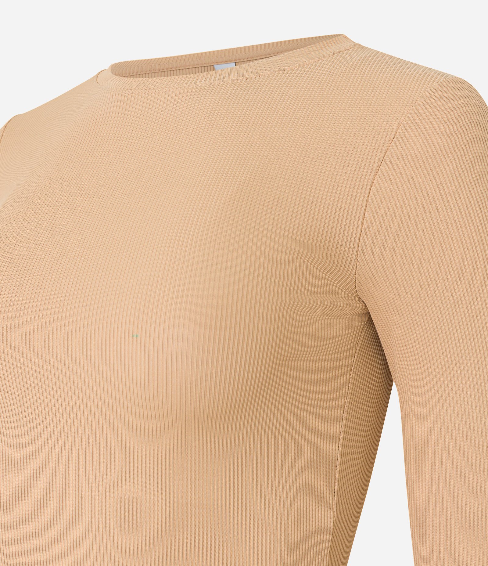 Blusa Manga Longa em Ribana de Poliamida Bege 6