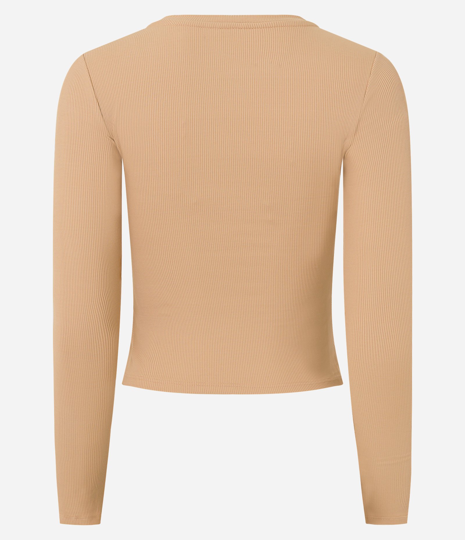 Blusa Manga Longa em Ribana de Poliamida Bege 7
